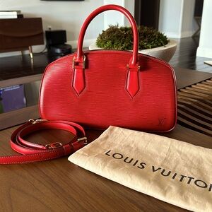 Louis Vuitton Red Epi Jasmin Bag with Crossbody Strap